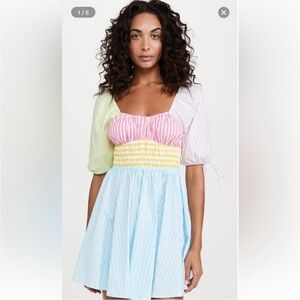 STAUD XS multi color block dress